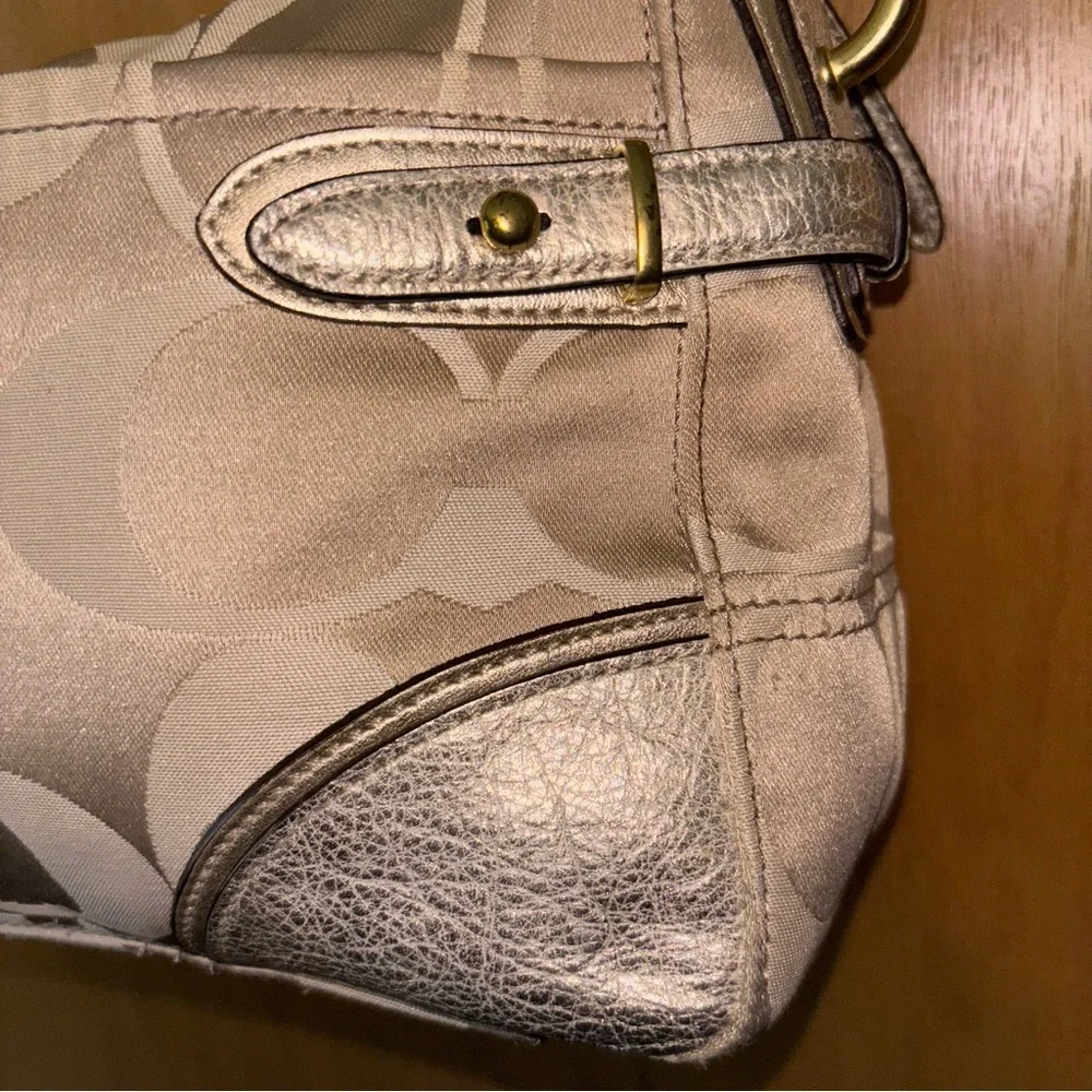 Coach Tan and Gold Shoulder Bag